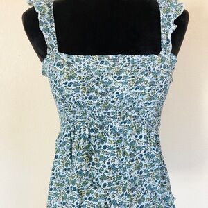 Floral Blue and Green Women's Top